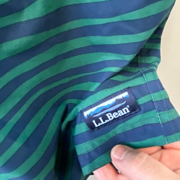 L.L. Bean Striped Swim Trunks S Green Yellow Recycled Polyester Elastic Waist - Picture 5 of 7